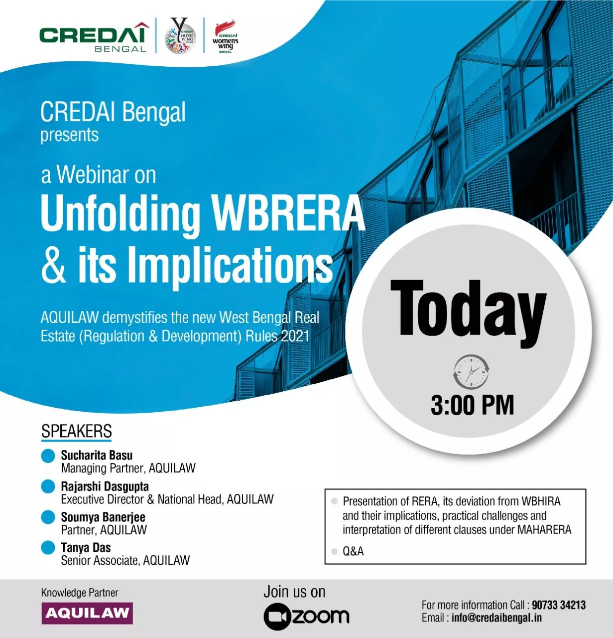 CREDAI Bengal with AQUILAW Concept of ‘garage’ ‘car park’ deconstructed in today’s Session taking cues from other States too...
